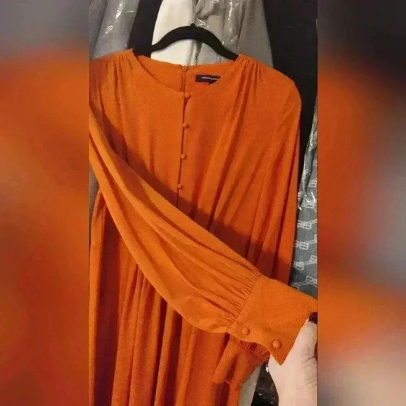 French Connection Esse Crepe midi dress orange dress us SZ 6 - Picture 3 of 8